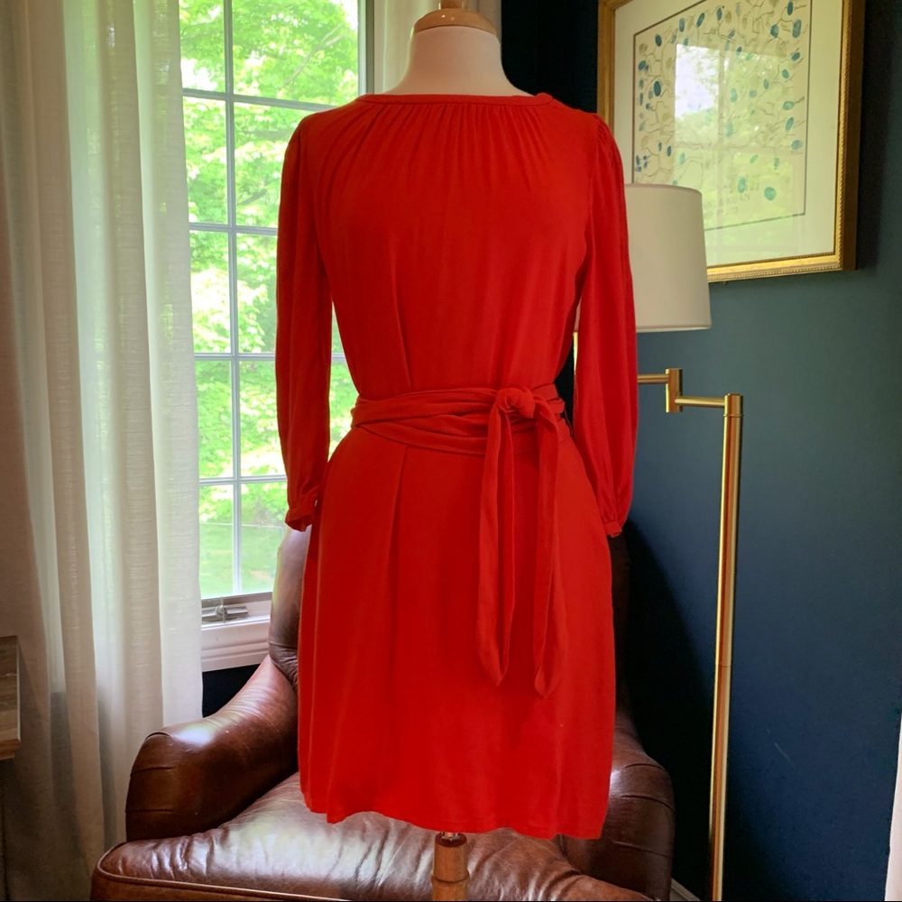 Pippa Bright Red Mini Dress with Belted Tie M 8